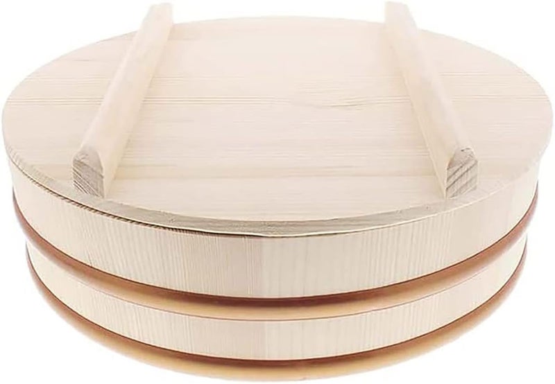 TIKUSAN Wooden Hangiri Sushi Rice Mixing Tub PP Band with Lid Made in Japan Made of Momi Fir Sushi Rice Bowl Sushi Oke (10.6" (27cm)) - Image 1